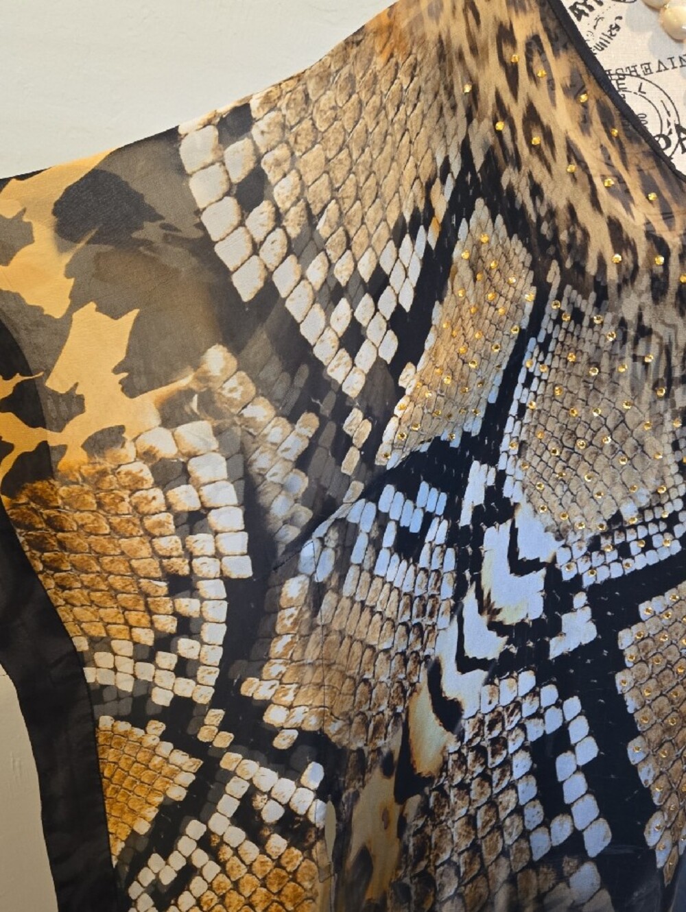 Elizabeth Hurley Beach Black & Gold Viscose Kaftan Dress Designer Piece - Picture 3 of 6